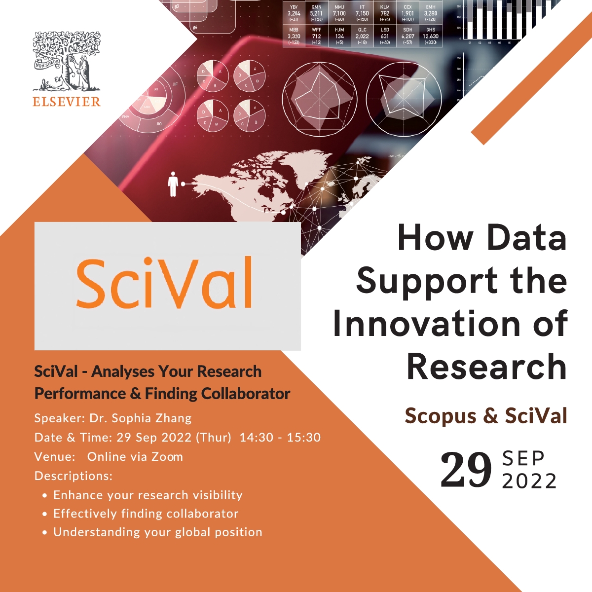 SCIVAL WEBINAR 網絡研討會: How Data Support the Innovation of Research - SciVal Analyses Your Research Performance & Finding Collaborator